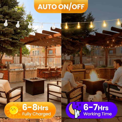 25Ft Solar-Powered G40 String Lights