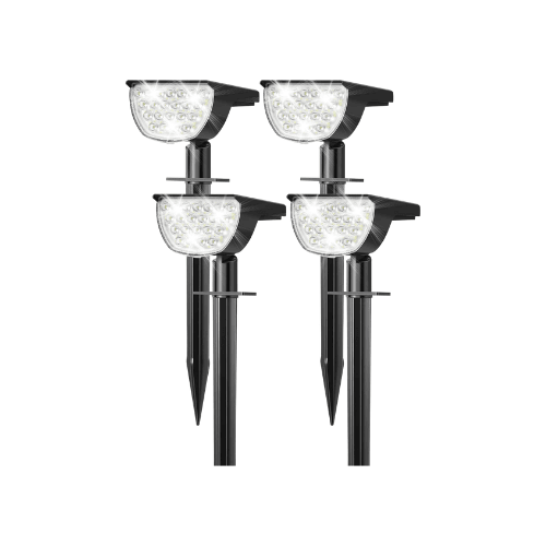 76-LED Solar Landscape Spotlights – 3-Mode Adjustable Warm White Glow