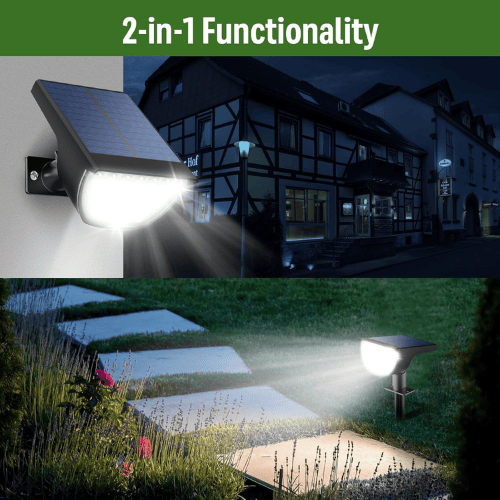 76-LED Solar Landscape Spotlights – 3-Mode Adjustable Warm White Glow