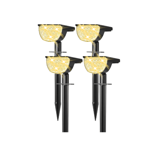 76-LED Solar Landscape Spotlights – 3-Mode Adjustable Warm White Glow