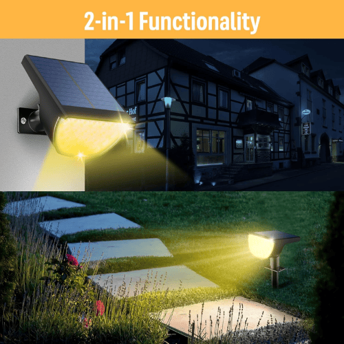 76-LED Solar Landscape Spotlights – 3-Mode Adjustable Warm White Glow