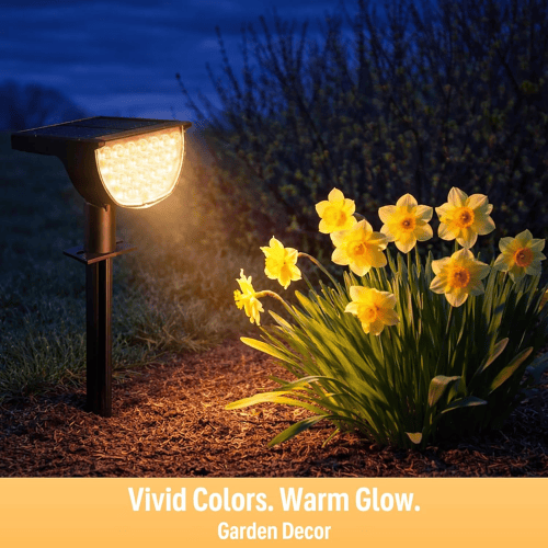 76-LED Solar Landscape Spotlights – 3-Mode Adjustable Warm White Glow