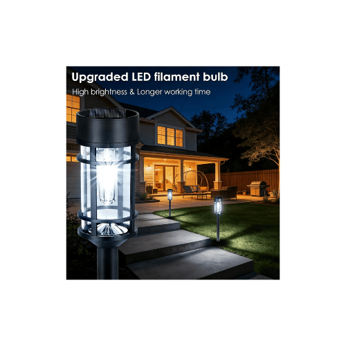 8-Pack Vintage Solar Pathway Lights – 3000K Warm White Filament LED