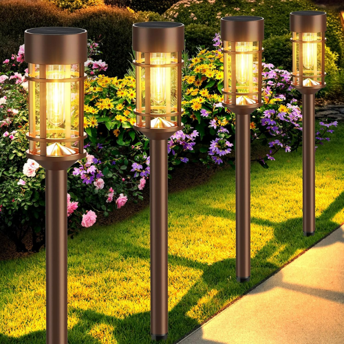 8-Pack Vintage Solar Pathway Lights – 3000K Warm White Filament LED