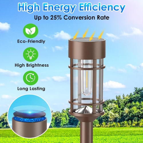 8-Pack Vintage Solar Pathway Lights – 3000K Warm White Filament LED