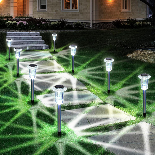 10-Pack Patented Diamond-Style Solar Stake Lights – Cool White Starburst Glow