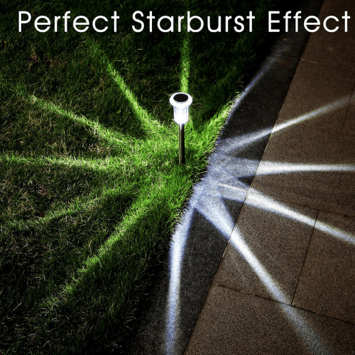 10-Pack Patented Diamond-Style Solar Stake Lights – Cool White Starburst Glow