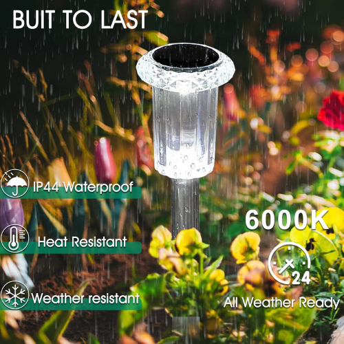 10-Pack Patented Diamond-Style Solar Stake Lights – Cool White Starburst Glow
