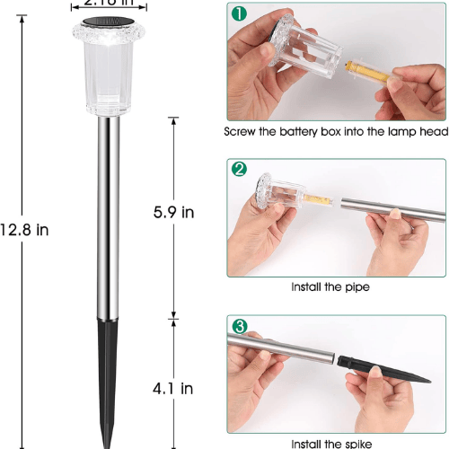 10-Pack Patented Diamond-Style Solar Stake Lights – Cool White Starburst Glow