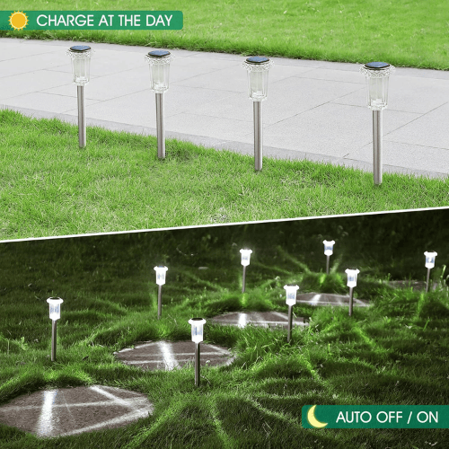 10-Pack Patented Diamond-Style Solar Stake Lights – Cool White Starburst Glow