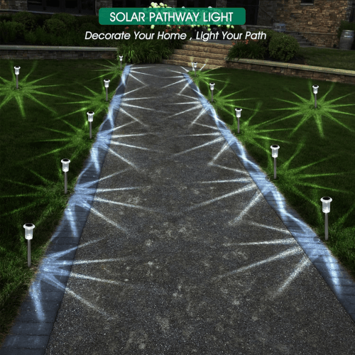 10-Pack Patented Diamond-Style Solar Stake Lights – Cool White Starburst Glow