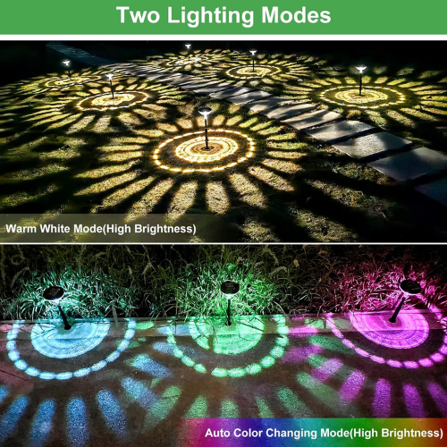 2-in-1 Solar Pathway Lights – Warm White & Multicolor Modes