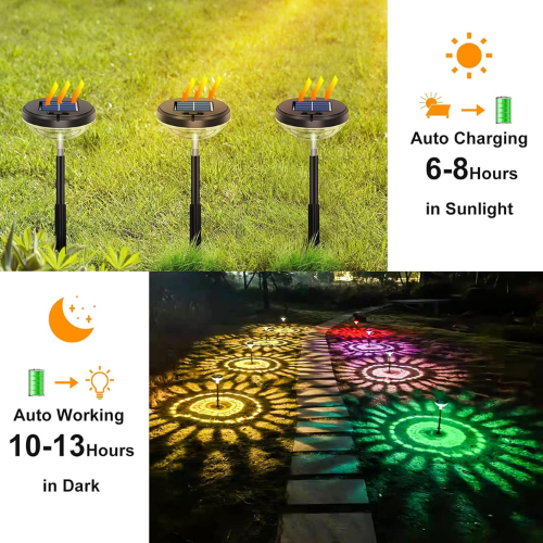 2-in-1 Solar Pathway Lights – Warm White & Multicolor Modes