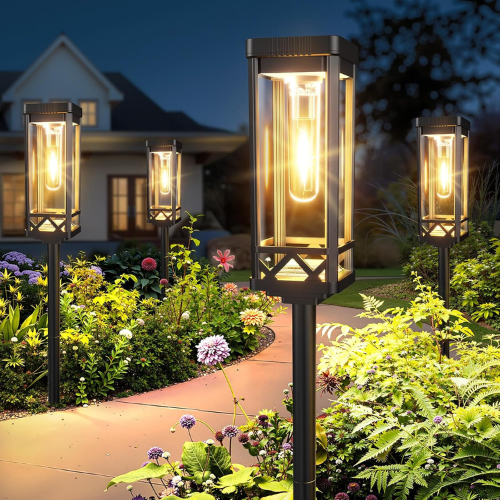 Solar Pathway Lights Outdoor, Upgraded Brighter Solar Garden Lights Solar Powered