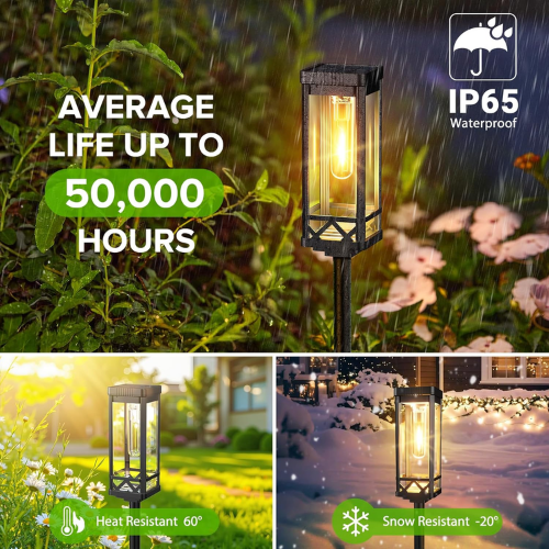 Solar Pathway Lights Outdoor, Upgraded Brighter Solar Garden Lights Solar Powered