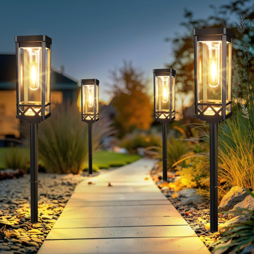 Solar Pathway Lights Outdoor, Upgraded Brighter Solar Garden Lights Solar Powered