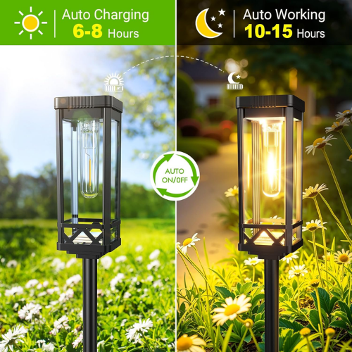 Solar Pathway Lights Outdoor, Upgraded Brighter Solar Garden Lights Solar Powered