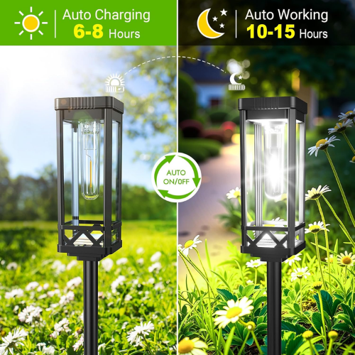 Solar Pathway Lights Outdoor, Upgraded Brighter Solar Garden Lights Solar Powered