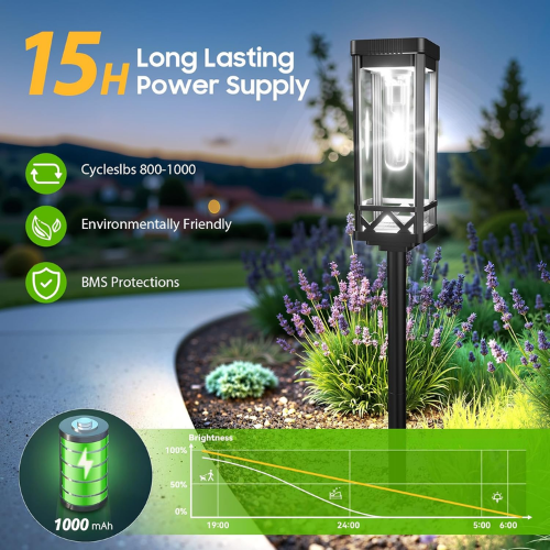Solar Pathway Lights Outdoor, Upgraded Brighter Solar Garden Lights Solar Powered