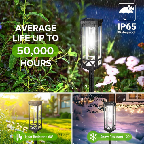 Solar Pathway Lights Outdoor, Upgraded Brighter Solar Garden Lights Solar Powered