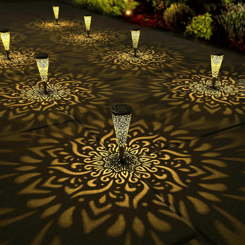 6-Pack Mandala Solar Garden Lights – Warm Pattern-Projecting LED
