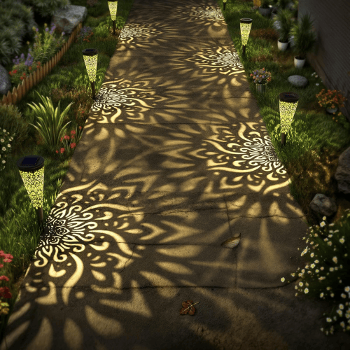 6-Pack Mandala Solar Garden Lights – Warm Pattern-Projecting LED