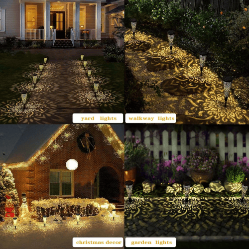 6-Pack Mandala Solar Garden Lights – Warm Pattern-Projecting LED