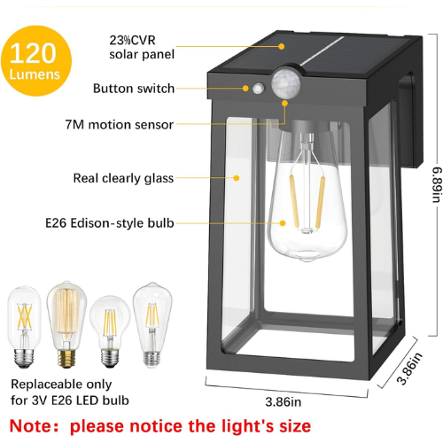 Solar Motion Sensor Wall Lantern