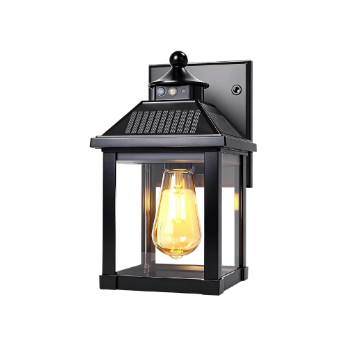Solar Motion Sensor Wall Sconce – 3-Mode Dusk-to-Dawn Lantern