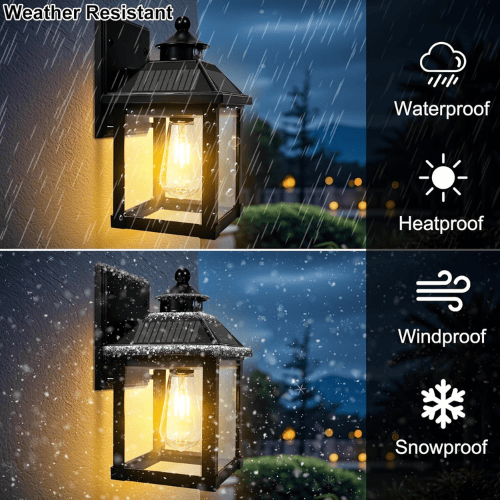 Solar Motion Sensor Wall Sconce – 3-Mode Dusk-to-Dawn Lantern