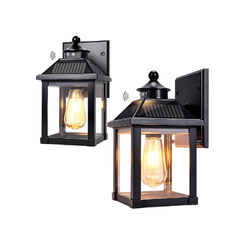 Solar Motion Sensor Wall Sconce – 3-Mode Dusk-to-Dawn Lantern