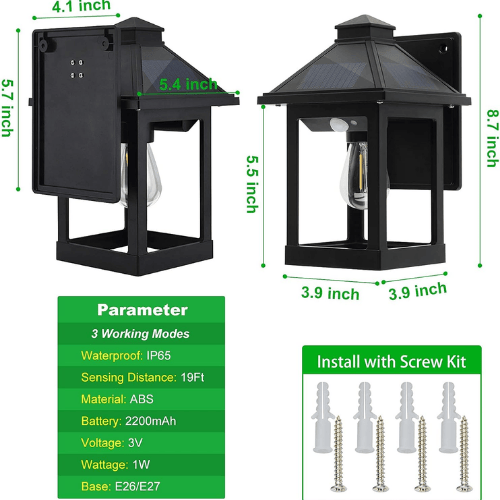 Triple-Panel Solar Motion Wall Lantern
