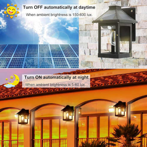 Triple-Panel Solar Motion Wall Lantern
