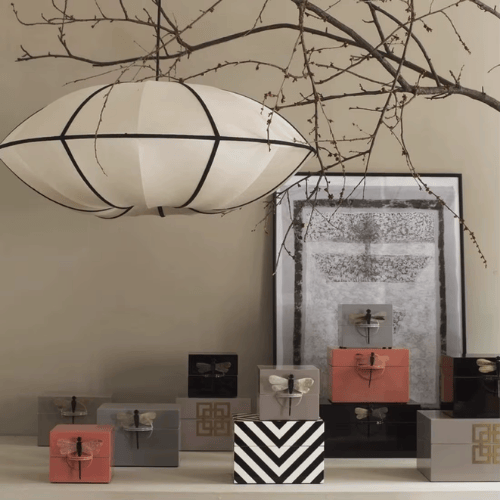 Mid-Century Zen Satin Fabric Lantern Pendant Light