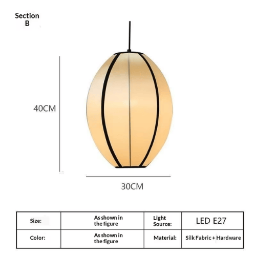 Mid-Century Zen Satin Fabric Lantern Pendant Light
