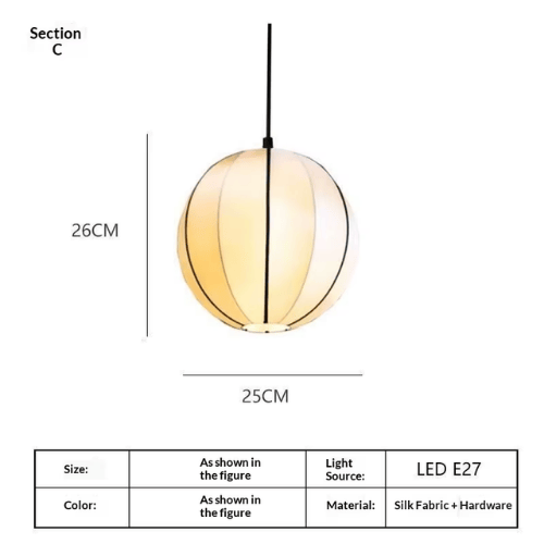 Mid-Century Zen Satin Fabric Lantern Pendant Light