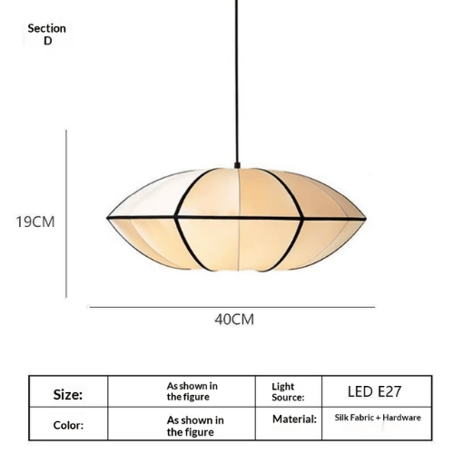Mid-Century Zen Satin Fabric Lantern Pendant Light