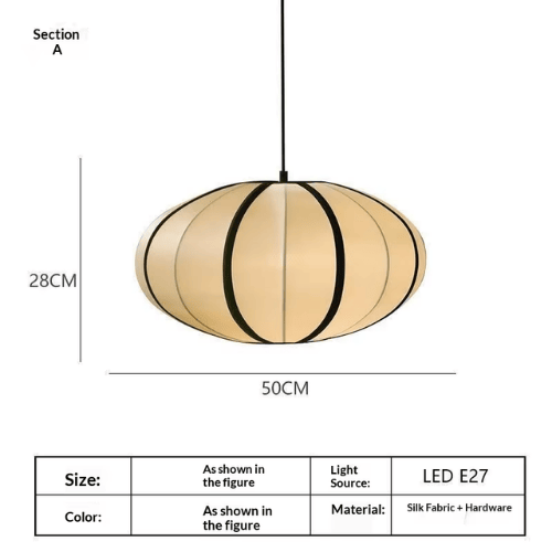 Mid-Century Zen Satin Fabric Lantern Pendant Light